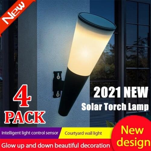 4pcs LED Solar Wall Lights Outdoor Waterproof Solar Lamp Security Lighting for House Yard Sunlight Powered Garden Street Lamps