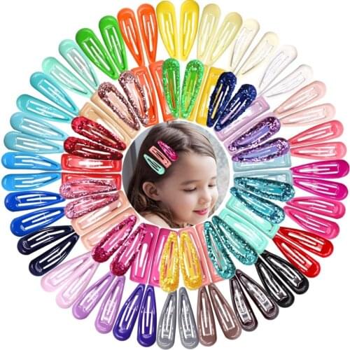88 Pack Jelly Candy Solid Color 2 Inch Snap on Clip Sparkely Glitter Sequins Barrettes for Girls Women Snap Hair Clips in Pairs