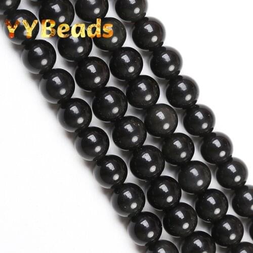 A+ Natural Black Obsidian Stone Beads 4-20mm Smooth Round Loose Spacer Charm Beads For Jewelry Making DIY Bracelets Necklaces