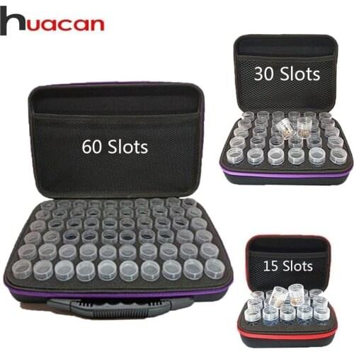 Huacan Diamond Painting Accessories Bead Storage Bottle Diamond Embroidery Multi-function Tools Kits 15/30/60 Slots Handbag