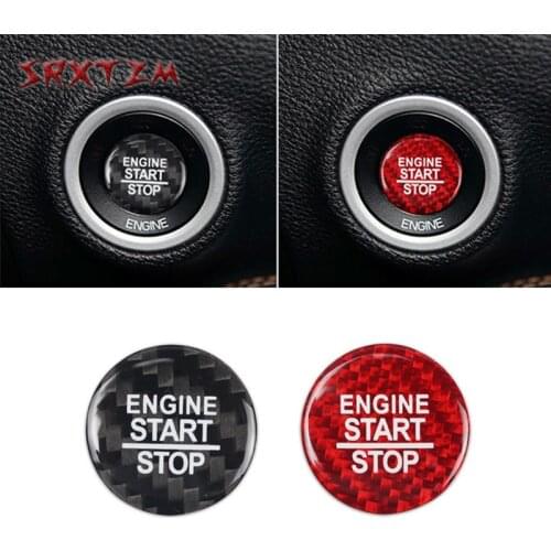 For Dodge Challenger Srt Accessories Carbon Fiber Car Engine Start Stop Switch Button Trim Cover Sticker