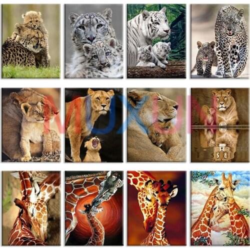 5D Full Diamond Embroidery Animals Lion Diamond Painting Tiger Giraffe Rhinestones Mosaic Diamonds Painting Home Decor Gift Jh09