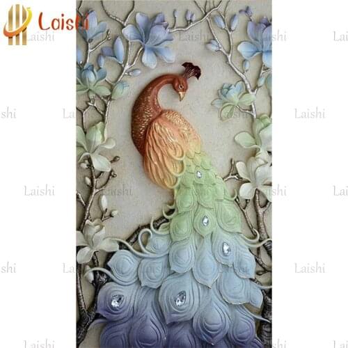 Diamond Painting, Diamond Embroidery, Animal, Peacock, 5D, Cross Stitch, 3D, Diamond Mosaic, full round drill home Decoration