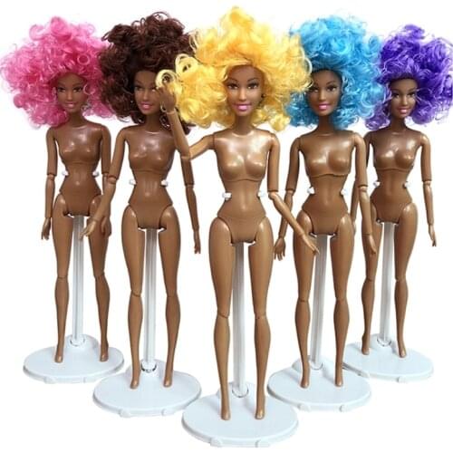 Moveable Jointed Doll American African Nude Doll Dollhouse Decor Changeable Dressup for Activity Center Interactive Toy