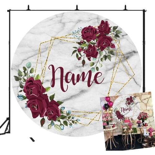 BEIPOTO Marble Flower Backdrop Bridal shower party decoration round background floral baby shower custom candy table wedding Y03