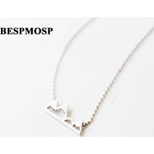 Bespmosp 24PCS/Lot Wholesale Fashion Women Girl Statement Jewelry Silver Plated Boho Mountain Charm Pendant Necklace Friends Hot