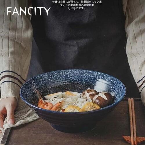 FANCITY Household large ceramic soup bowl, creative Japanese style bowl, ramen bowl, beef noodle bowl, noodle bowl