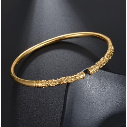 Chinese Ancient Myth Of Monkey King Cuff Bangle Golden Cudgel Opening Bangles Bracelets for Women Men Jewelry Gift Gift
