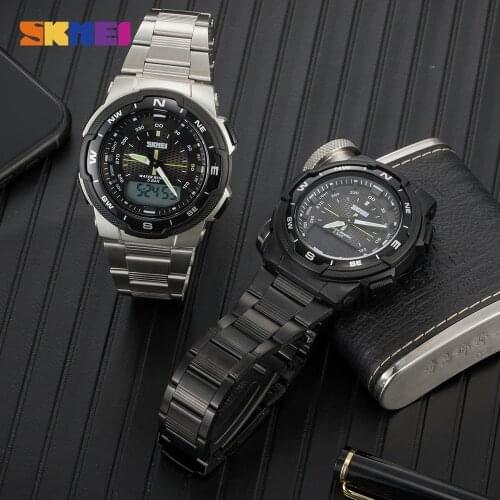 SKMEI Dual Display Watches Men Watch Sports Analog Electronic Stopwatch Quartz Wristwatch Military Waterproof 2 time Clock Male