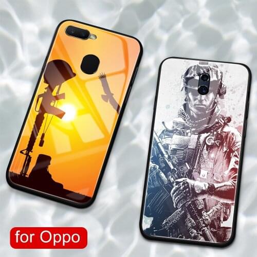 For Oppo R9s plus case glass back anime soldier gun case for Oppo R9 R9S R11 R11S Plus R17 R15 F9 Pro Find X A7X Reno