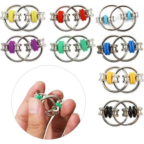 Decompression Bike Chain Fidget Hand Spinner Finger Sensory Toys Metal Puzzle Vent Keychain Key Ring Anti Stress Toys for Kids
