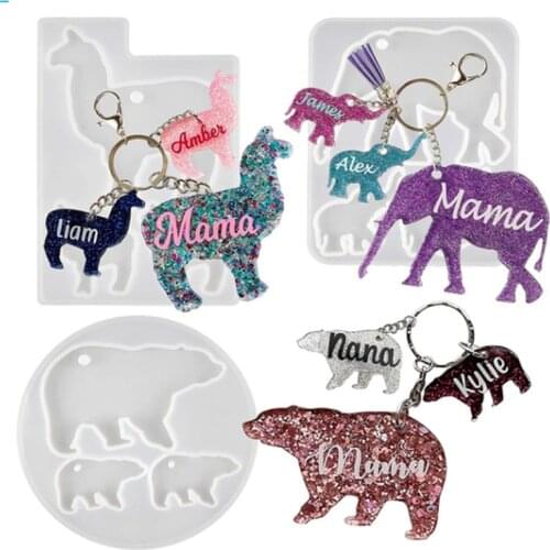 DIY Epoxy Animal Elephant Chick Camel Dinosaur Grape Silicone Mold Handmade Handmade Keychain Pendant Mirror Silicone Mold