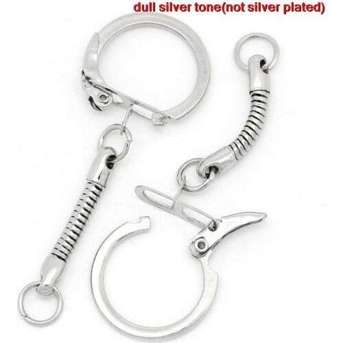 DoreenBeads Alloy Key Chains Key Rings Round silver color 6cm(2 3/8") x 22mm( 7/8"), 3 PCs new