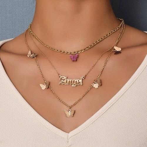 FNIO New Bohemian Cute Butterfly Choker Necklace For Women Gold Color Clavicle Chain 2021 Fashion Female Chocker Jewelry