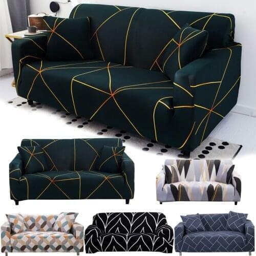 Geometric Stretch Sofa Covers for Living Room Office Elastic Slipcover Sectional Corner Sofa Covers 1/2/3/4-Seater