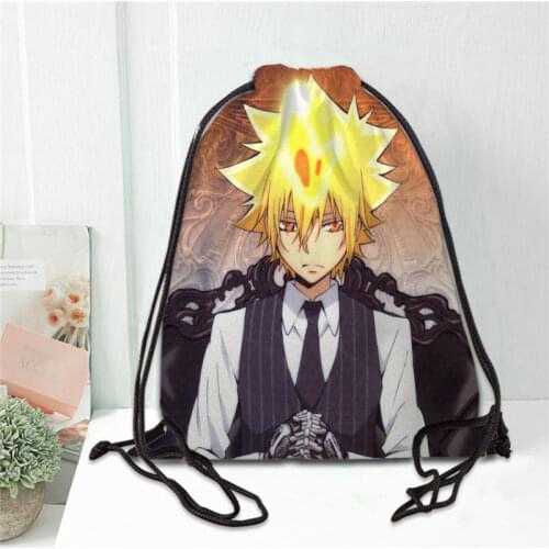 Hot Detective Conan Printed backpack drawstring bag satin soft shoe bags to school custom Logo bags for women