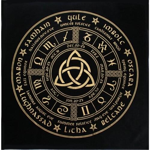 HOT Black Tablecloths Tarot Card Divination Halloween Tablecloth Black gold Fashion Decoration Alchemical Sigil Altar Astrology