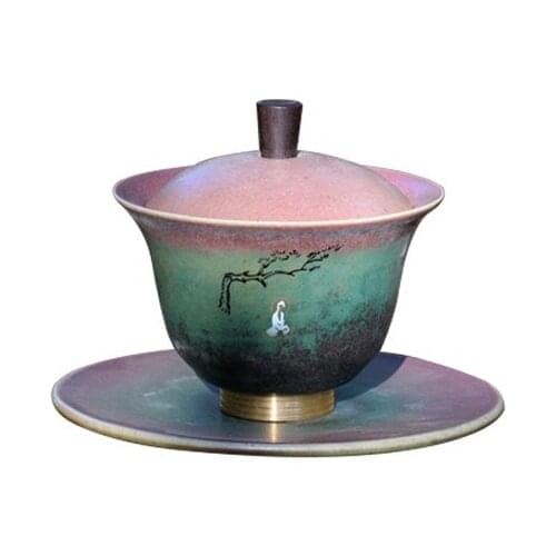 Ceramics Three Talent Gaiwan Cover Bowl Teacup Large Tea Bowl Manual Tea Chinese Style Kung Fu Black Tea Tie Guan Yin Teaware