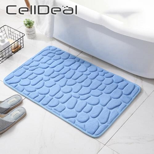 Home Bathroom Mat Non-slip Pebble Carpets Absorbent Lavatory Bedroom Floor Toilet Memory Foam Washable Rug Bathroom Decor Mat
