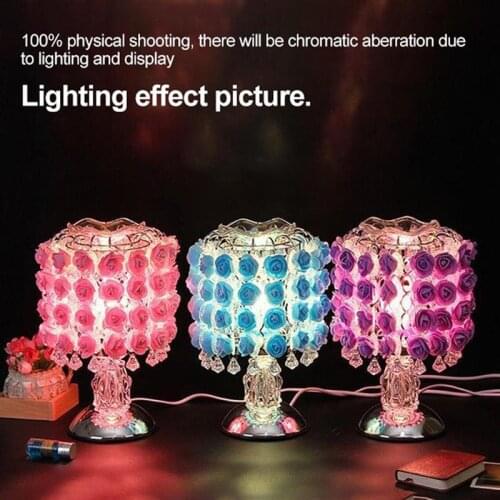 Creative Rose Table Lamp Rose Flower Night Light Touch Control Aromatherapy Night Light Essential Oil Bedside Lamp Birthday Gift