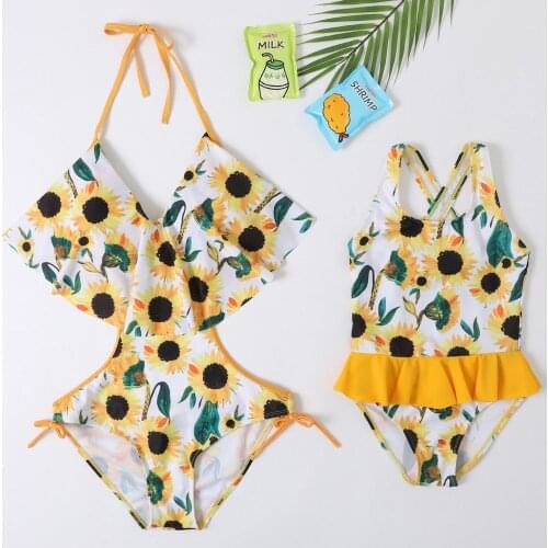 New 2020 Mom&Girls Swimsuit One-piece Ruffle Style Childrens Swimwear Family Matching Clothes Mother & Daughter Swimsuit-SW408