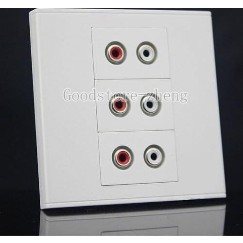 Wall Face Plate 3 Ports AV Audio Video Outlet Socket Assorted Panel Faceplate