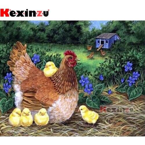 Kexinzu Full 5D DIY Square/Round Drill Diamond Painting "chick family" 3d Embroidery Mosaic Cross Stitch Decor Gift X8799