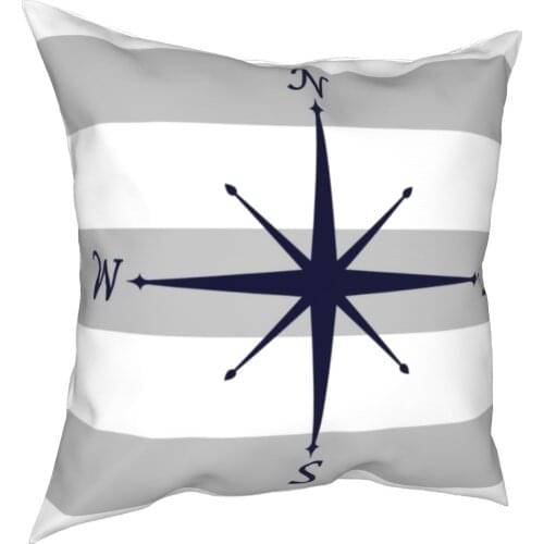 Nautical Navy Blue On Silver Gray Pillowcase Printed Polyester Cushion Cover Decorations Ocean Pillow Case Cover Home 45X45cm