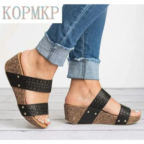 New Style Summer Wedges High-Heel Waterproof Platform Sandals Womens Thick Heel Peep Toe Slip-on Shoes Fashiom Beach Sandals