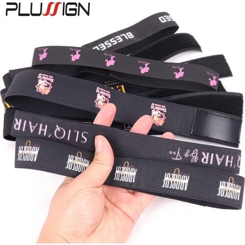 Plussign Wholesale 20pcs 50pcs Elastic Head Wrap With Adjustable Velcro Elastic Band For Edges Wig Elstic Band Customized Logo