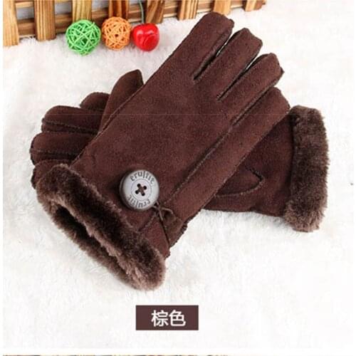 Autumn Winter New Boutique Suede Outdoor Riding Ski Warm Leather Gloves Suede Gloves Mitten Wholesale