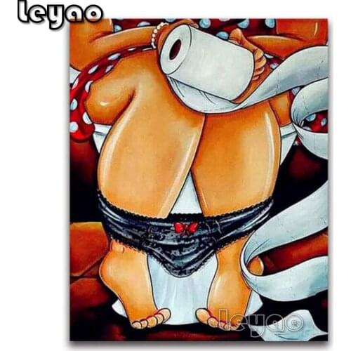 Full Round Diamond Embroidery Toilet Fat Ladies 5D DIY Diamond Painting Cross Stitch Fat Lady Set Full 3D Diamond Mosaic Girl