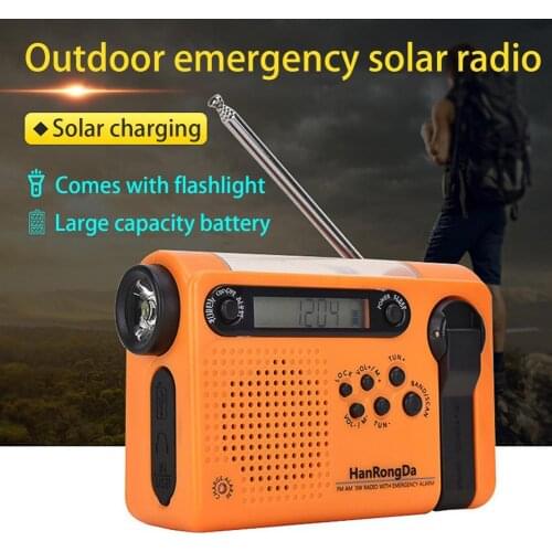 Portable HRD-900 Solar charging Full Band Radio for Outdoor Camping Hiking FM AM Flashlight Power Bank Multifunctional Radiogram