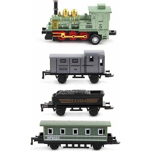 Assembled Simulation Model Pull-back Gift DIY Alloy Kids Car Retro Train Toy