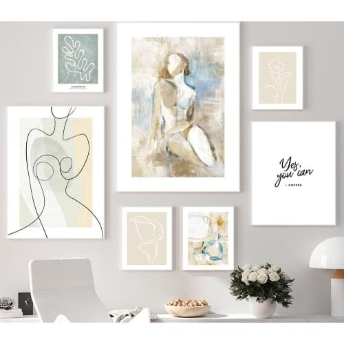 Modern Abstract Watercolor Woman Leaf Picture Home Decor Wall Art Decoration Canvas Painting Bedroom Living Room Printing Poster