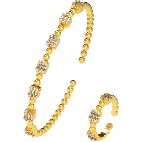 TIRIM 2021Trendy Luxury Stackable Statement Bracelet Ring For Women Wedding Full Cubic Zircon Crystal CZ Bangle Dubai Engagement