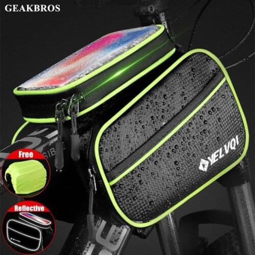Rainproof Bicycle Bag Frame Front Top Tube Cycling Bag Reflective 6.2in Phone Case Touchscreen Bag MTB Bike Accessories