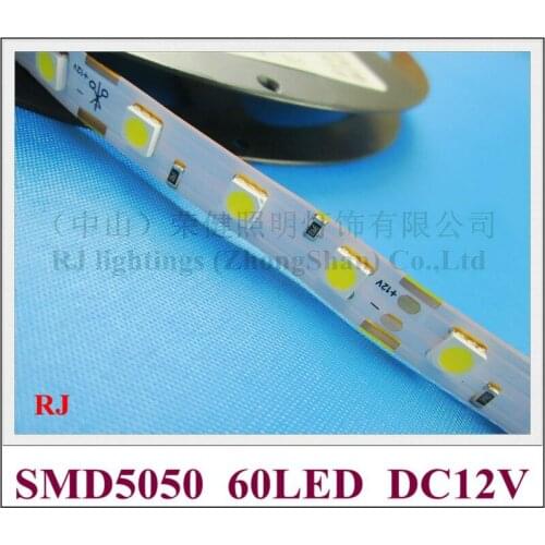 Non-waterproof IP20 SMD 5050 LED strip light flexible strip soft strip DC12V SMD5050 60 led 14.4W IP20 CE free shipping