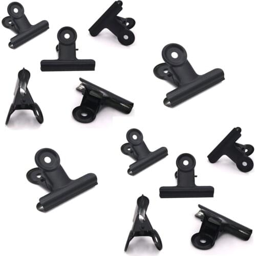 12Pack Large Black Bulldog Binder Paper Clips Metal Hinge Clip File Clamps For Crafts Bags Drawings Photos at Home&Office Useage