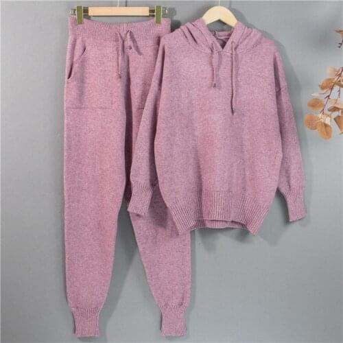 High Quality Sexy Ladies V-neck pullovers + luxury ladies knitted sweater wide leg pants track suits s