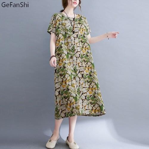 Floral Print Bohemian Beach Dress 2021 Summer Women Dress Loose Casual Short Sleeve O-Neck Fashion Elegant Lady Dresses Vestido