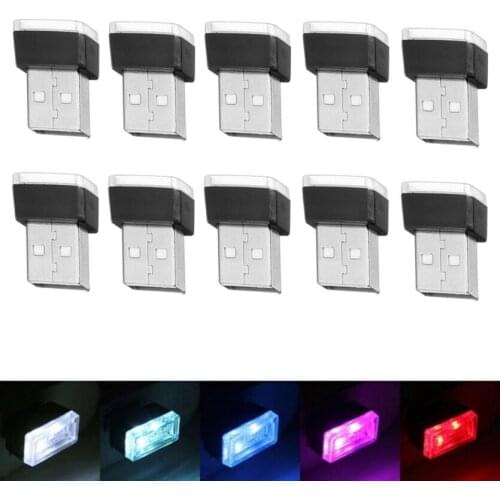 10Pcs/lot Hot Mini Wireless USB LED Car Interior Lighting Atmosphere Light Decorative Lamp