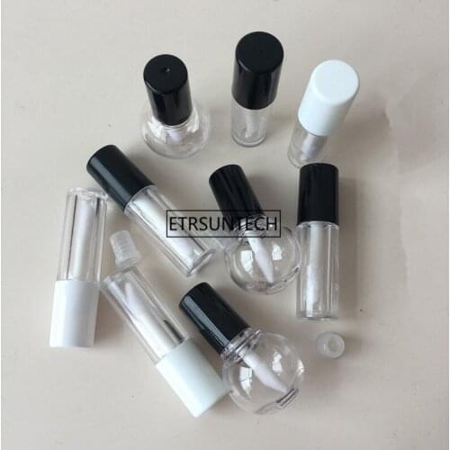 200pcs 1.3ML Empty Transparent PE Lip Gloss Tubes,5ml Emtpy Clear PS ABS bulb ball shape lip gloss containers tube F2984
