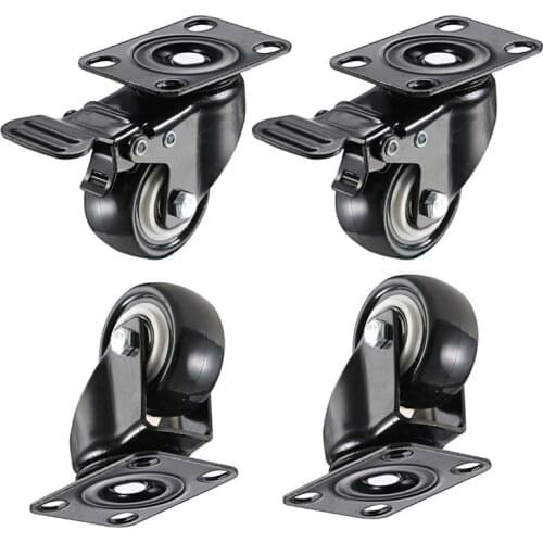 4 Pack 2in Heavy Duty Caster Wheels Polyurethane PU Swivel Casters with 360 Degree Top Plate 220lb Total Capacity for Set of 4