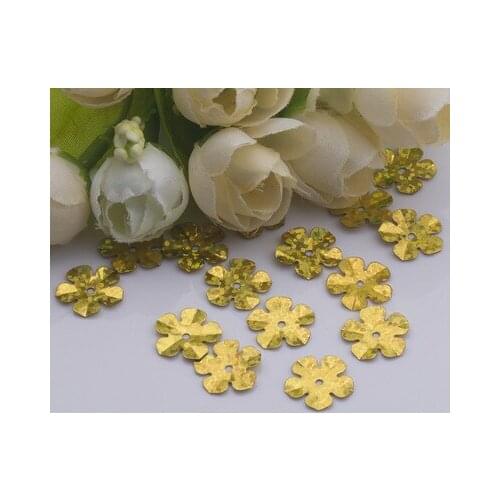 500pcs/lot Flower Sequins 14mm PVC Decoration Sewing DIY Wedding Craft Scrapbook For Clothing Laser Gold