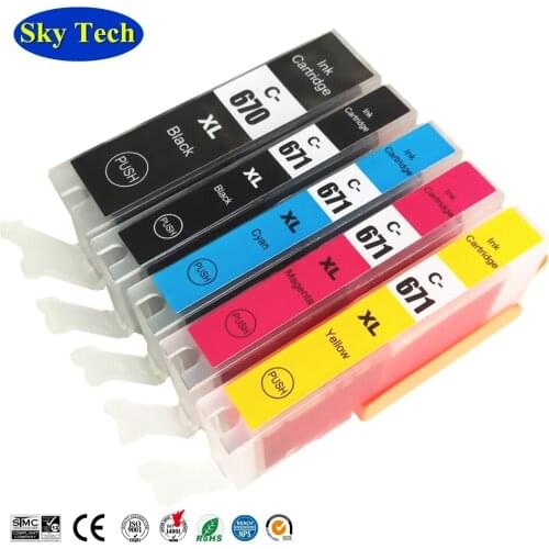 5PK Compatible Ink Cartridges For Canon PGI670 CLI671 PGI-670 CLI-671 , For MG5760/MG6860/MG7760/TS5060/TS6060/TS8060/TS9060