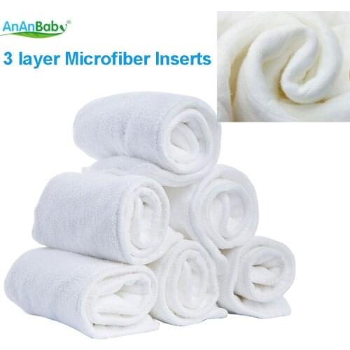 Ananbaby Diaper Insert 30 PCS Breathable 3 Layer Microfiber Inserts Washable Reuasable Baby Changing Pads