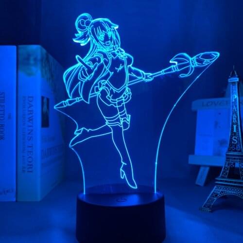 Anime KonoSuba Aqua Led Night Light Aqua Lamp for Bedroom Decor Birthday Gift Novel KonoSuba Light Gadget Drop Shipping