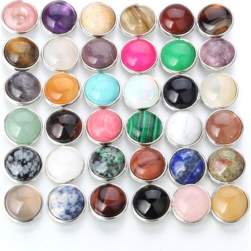 10Pcs Mixed 18MM 100% Natural Stone Snaps Buttons Random Fit DIY Snaps Bracelets Beads Accessories wholesale Charm Women ZF001