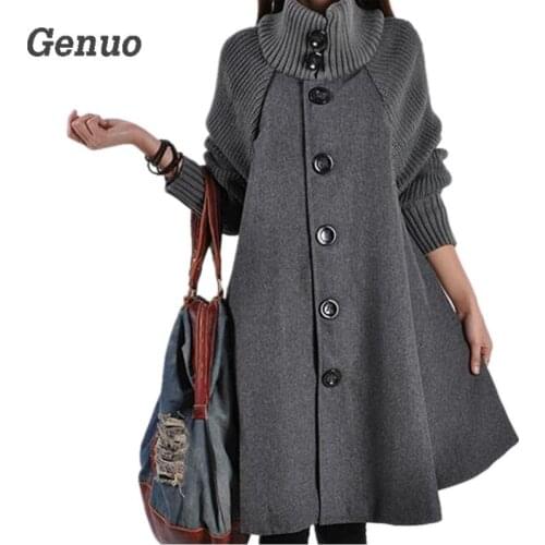 Long Female Jacket Overcoat Cloak Windbreaker Loose Winter Wool Coat Women Autumn Manteau Femme Hiver Cape Warm Genuo